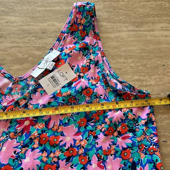 Loft Floral Peplum Flowy V Neck Lightweight NWT Boho Cottagecore S28 - Picture 6 of 9